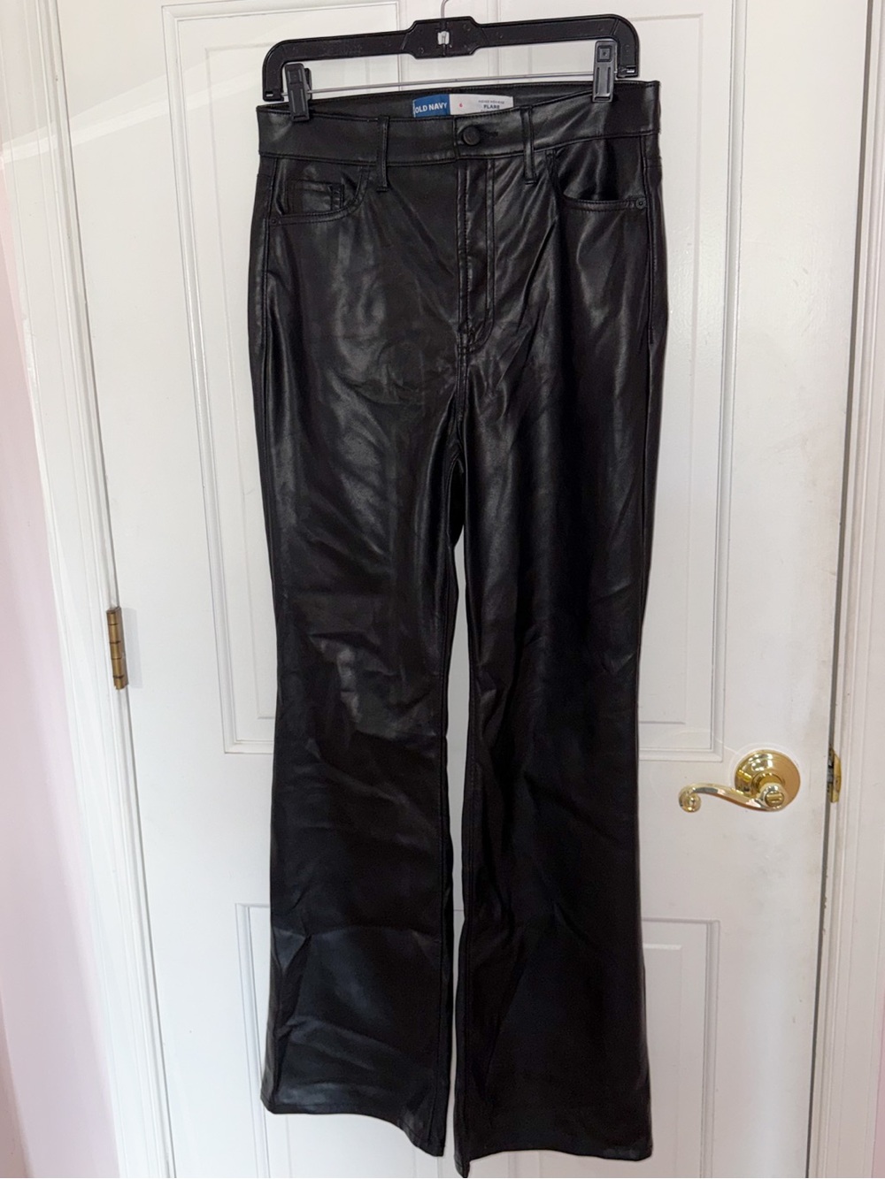 Old Navy Black Faux Leather Flare Pants